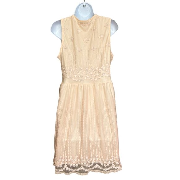 Forever 21 Womens Dress Size L  Pink Netting Embroidered Floral Feminine Fairy - Picture 4 of 9
